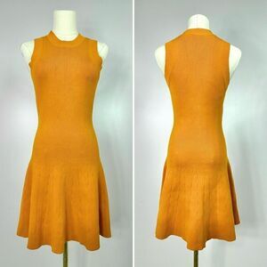 A.L.C 'Rory' Rib Knit Fit & Flare Dress Size S Skater Pumpkin Spice Fall Autumn